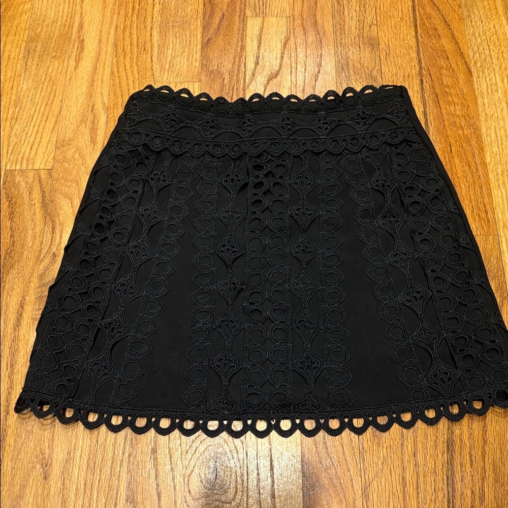 She + Sky Faux Suede and Lace Mini Skirt Black Small